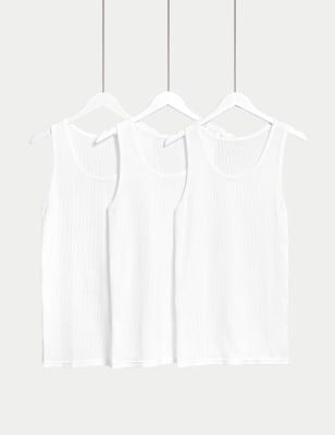 Man Vests White Pack of 3