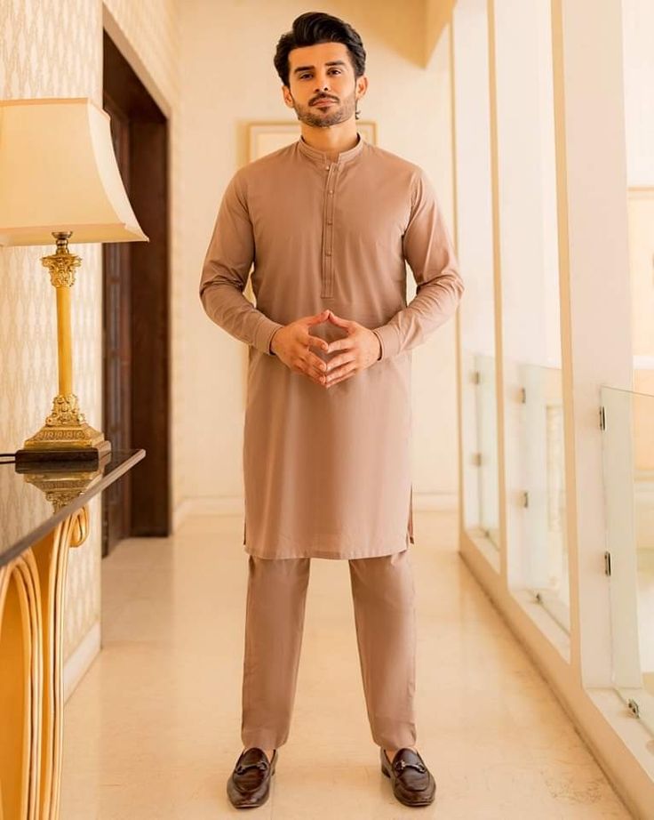 Man Wash n Wear Unstitched Suit Camel
