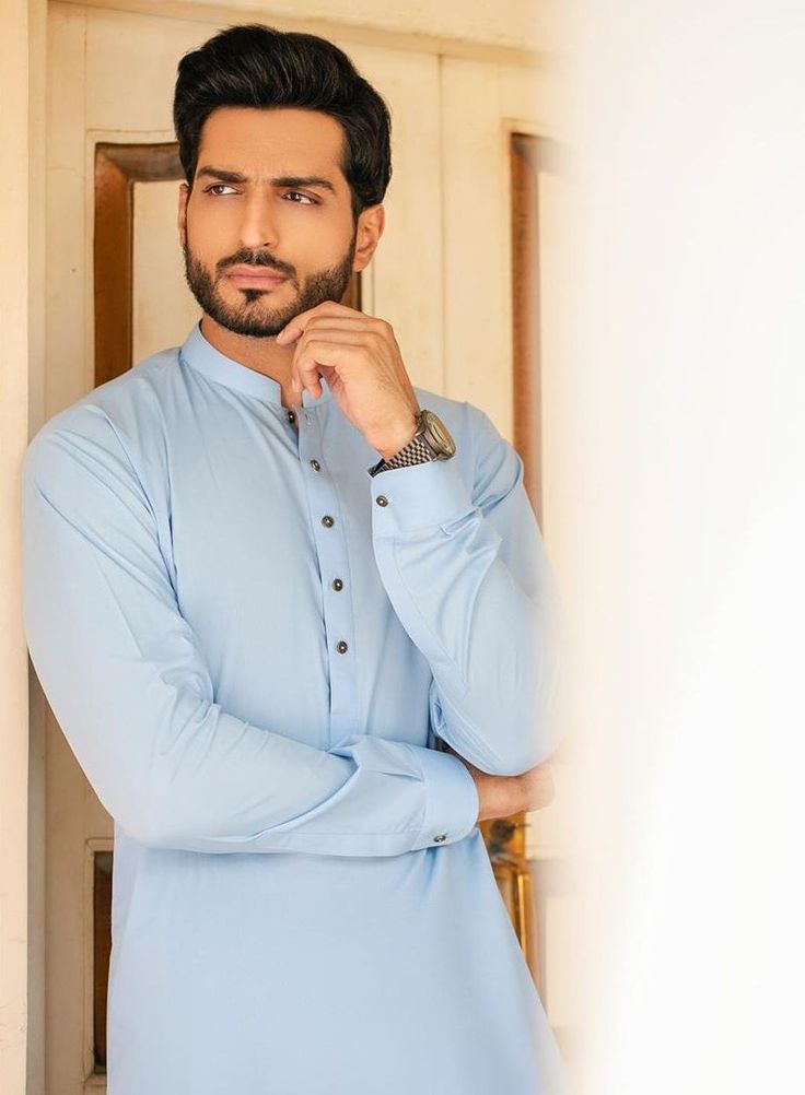 Man Wash n Wear Unstitched Powder Blue