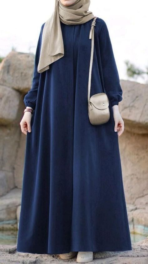 BUTTON THROUGH KIMONO ABAYA BLUE