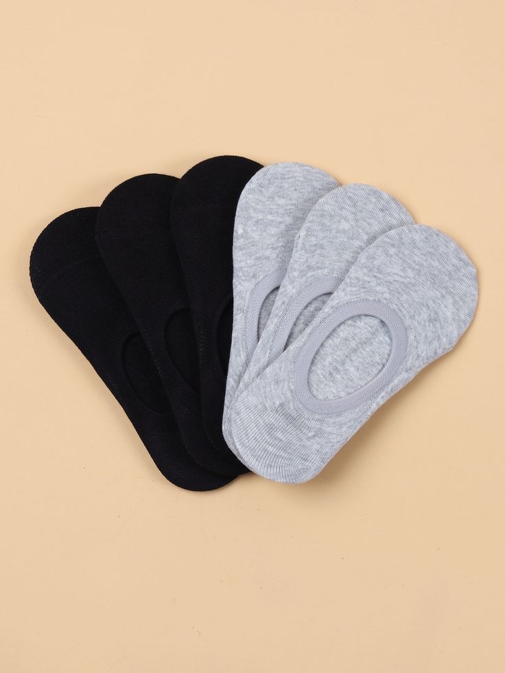 Man Cotton Lightweight No Show Socks Gey & White (pack of 6)