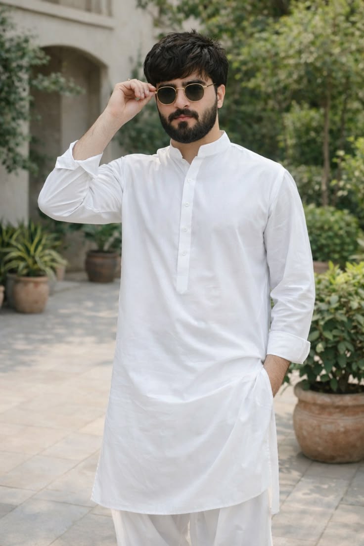 Man Wash n Wear Unstitched Suit White