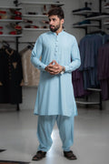 Man Wash n Wear Unstitched Suit Light Sky Blue