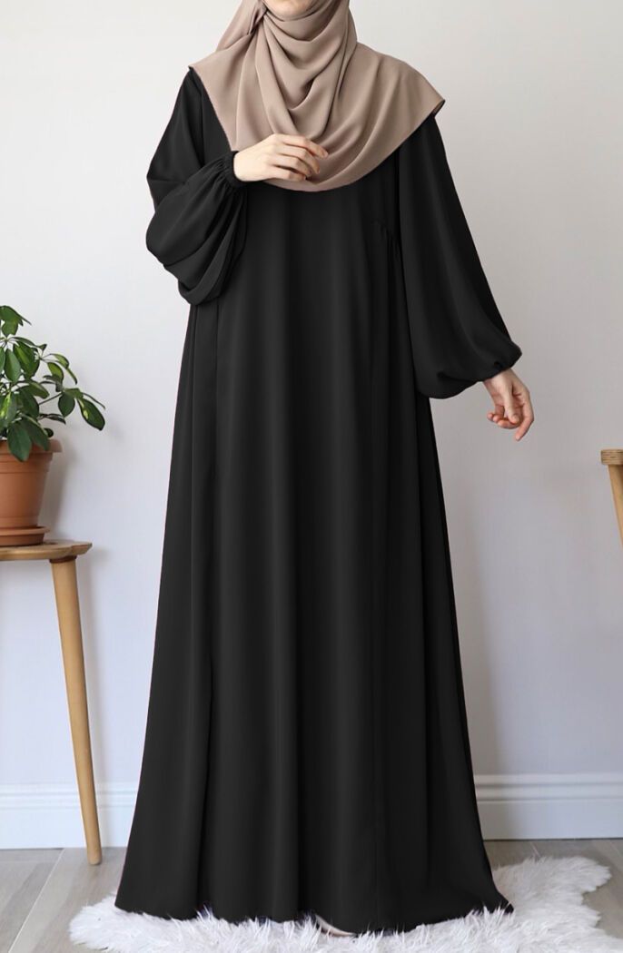 BUTTON THROUGH KIMONO ABAYA BLACK