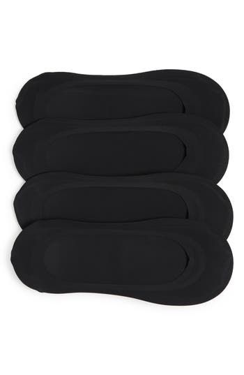 Man Cotton Lightweight No Show Socks (pack of 4) Black