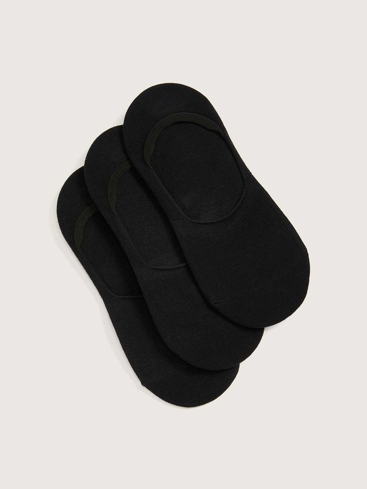 Man Cotton Lightweight No Show Socks (Pack of 3) Black