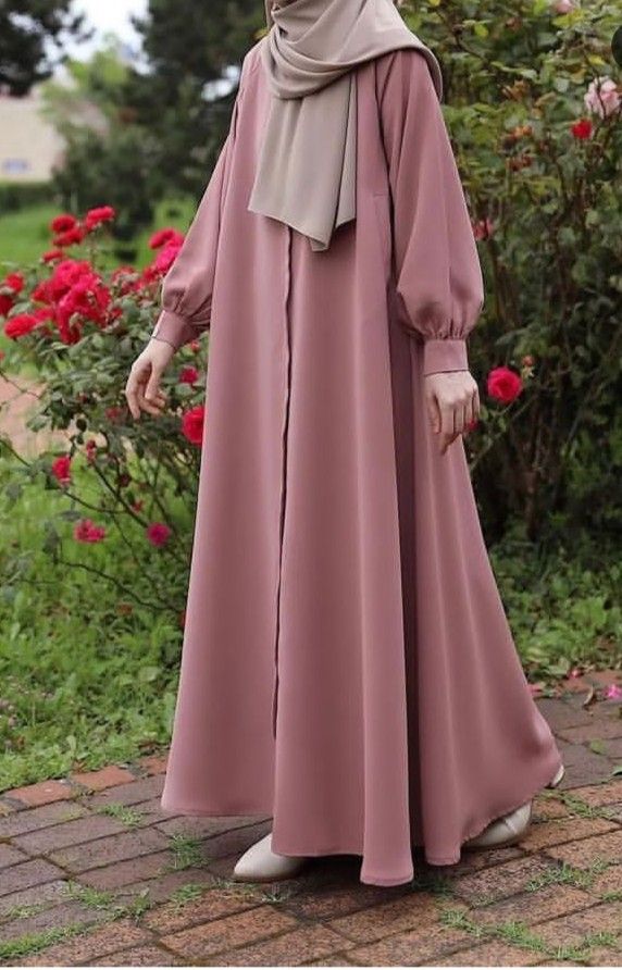 BUTTON THROUGH KIMONO ABAYA LIGHT PINK