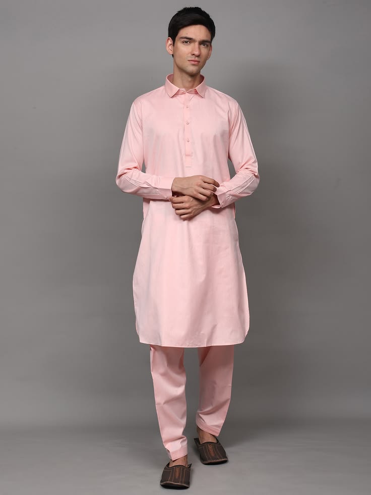 Man Wash n Wear Unstitched Suit Light Pink